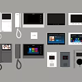 Various Smart Video Doorbell Devices With Intercom And Control Panels 3d model