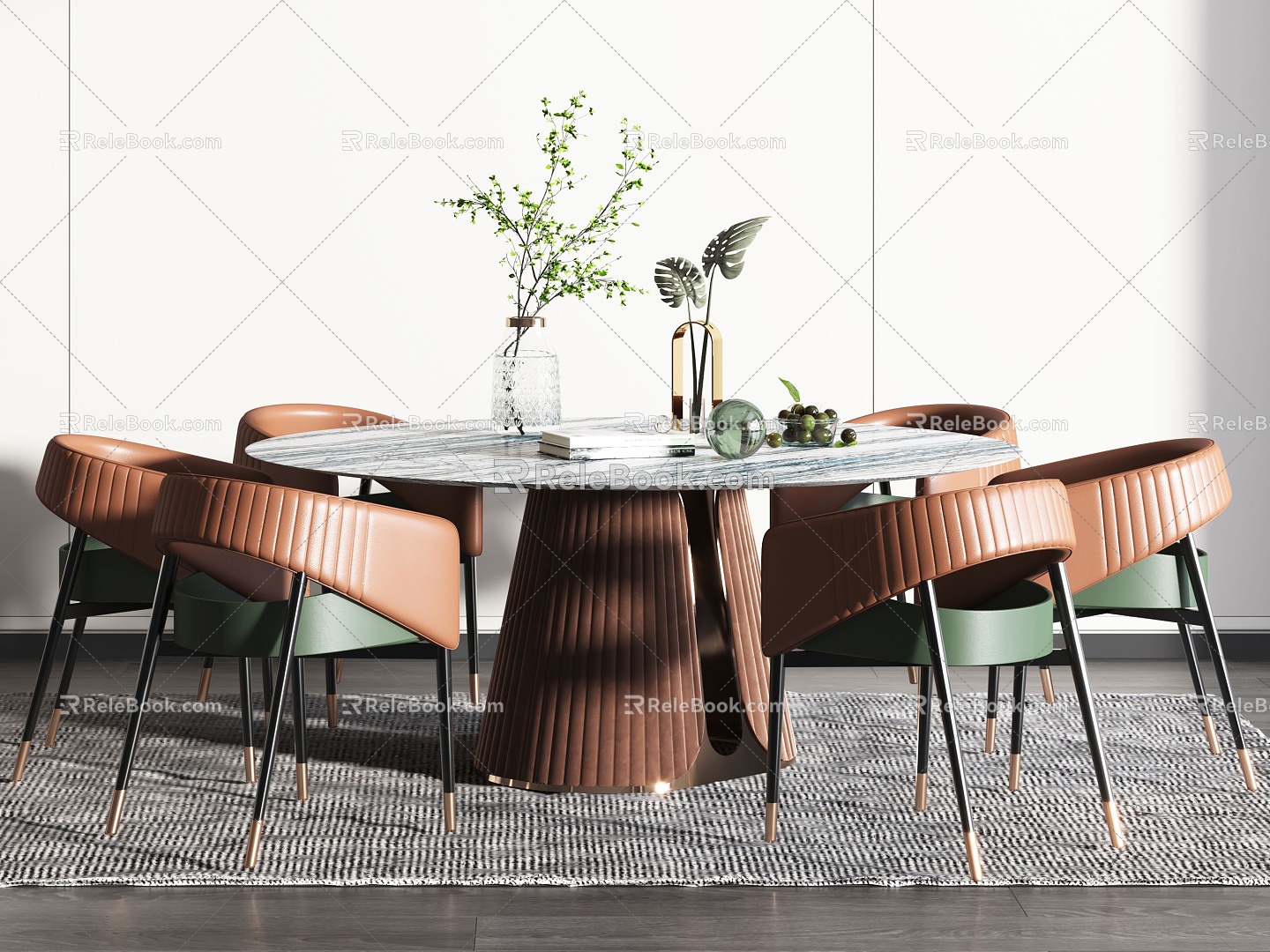 Light Luxury Dining Table and Chair Combination Dining Table Fashion Dining Table Fashion 3d model