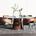 Light Luxury Dining Table and Chair Combination Dining Table Fashion Dining Table Fashion 3d model