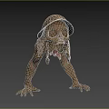 Creepy Skeleton Creature Wearing Old Hat In Crawling Posture With Red Tongue