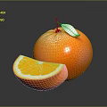 Fresh Whole Orange With Sliced Orange And Green Leaf On Dark Background