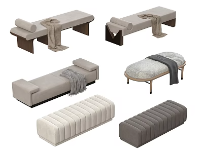 modern bed end stool sofa stool 3d model