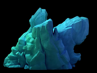 Blue Green Layered Stone Formation With Textured Surface And Natural Patterns 3d model