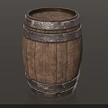 Traditional Wooden Barrel Equipment With Metal Hoops And Rustic Wooden Surface