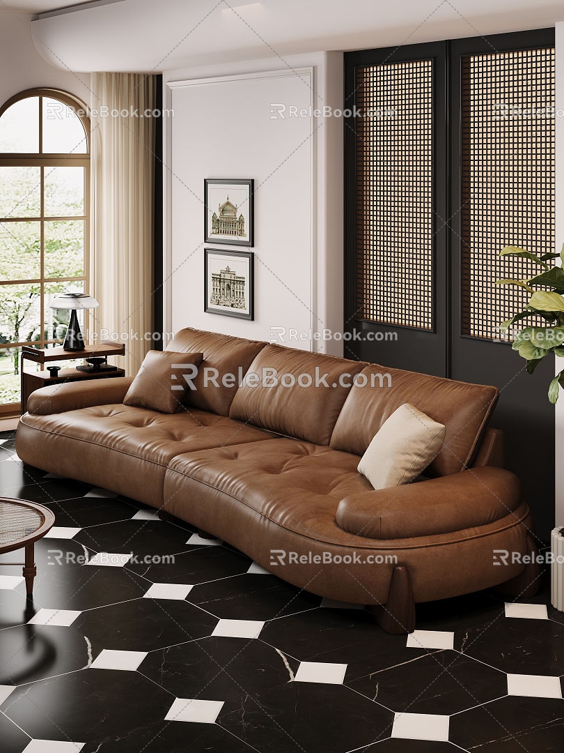 Modern Multiplayer Sofa Man Sofa Three-Seat Sofa 3d model