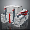 Contemporary Modular Furniture Design With White Grey Red And Blue Components