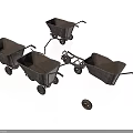 Multiple Vintage Rusted Wheelbarrows With Metal Frames And Detached Wheel