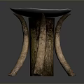 Wooden And Stone Decorative Table With Natural Base And Stone Top Featuring Red White Pebbles