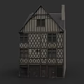 Traditional Timber Framed Historical City Building With Multiple Windows And Chimney Structure