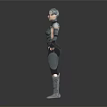 Futuristic Biomechanical Character With Cybernetic Armor And Metallic Full Body Suit