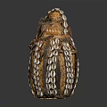 Artisanal Decorative Household Item With Brown And White Shell Decorations And Woven Texture Design