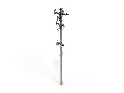 Tall Utility Pole With Multiple Electrical Cables And Mounted Hardware Components 3d model