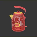 Stylish Red Kettle with Vintage Design and Metallic Finish for Home Kitchen Use