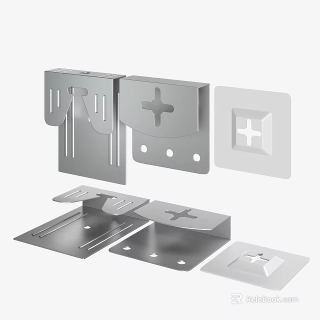 Air Conditioner Air Vent Metal Parts With Mounting Brackets And Panels 3d model 