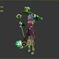 Fantasy Female Character In Dark Attire With Creature Inspired Staff And Mythical Accessories