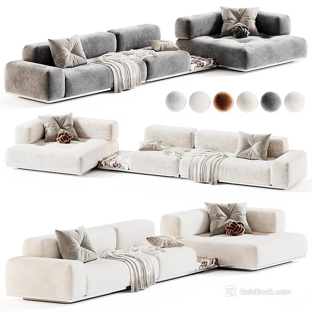 Modern Soft Plush Large Multi Seater Modular Sectional Multi Color Fabric Comfortable Living Room Sofa 3d model 