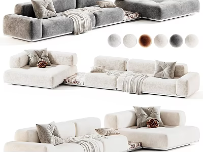 Modern Soft Plush Large Multi Seater Modular Sectional Multi Color Fabric Comfortable Living Room Sofa 3d model