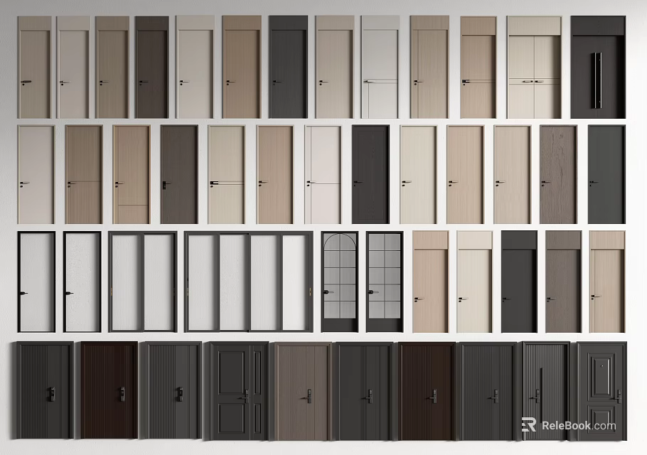 Sliding Doors in Various Styles Colors and Materials for Interior Design 3d model