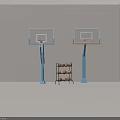 Basketball Gym Setup With Two Adjustable Hoops And Basketball Storage Rack 3d model