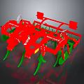 Red And Green Agricultural Tillage Machine With Multiple Working Blades And Metal Frames