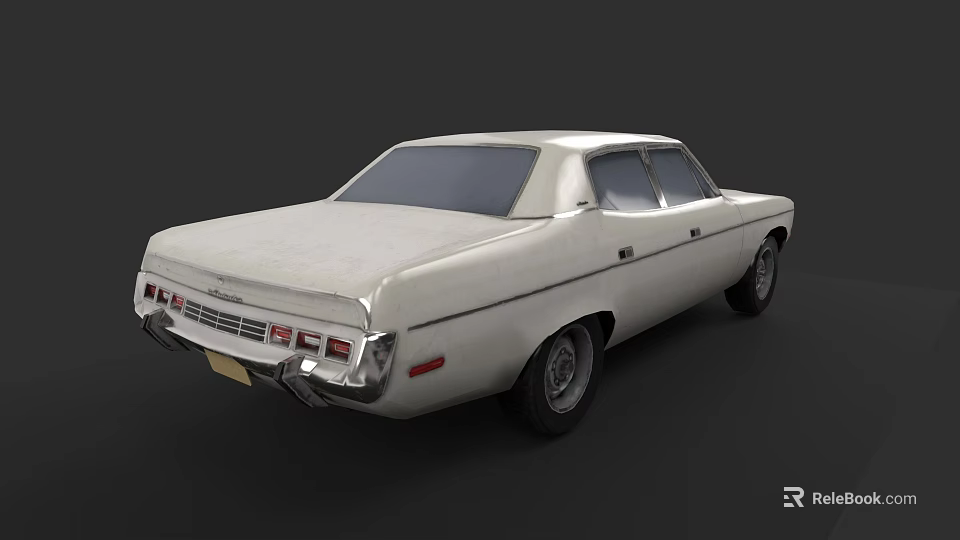 Vintage White Classic Car With Retro Rear Design And Chrome Accents 3d model 