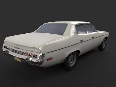 Vintage White Classic Car With Retro Rear Design And Chrome Accents 3d model