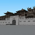Ancient Chinese Architecture With Traditional Tile Roofs Stone Walls And Arched Gate
