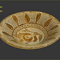 Intricately Carved Orange And White Bowl With Bird Motif Geometric Leaf Patterns