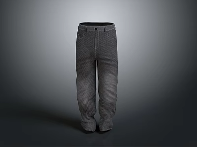 Gray Straight Leg Casual Pants With Belt Loop For Daily Wear Comfortable Fabric 3d model