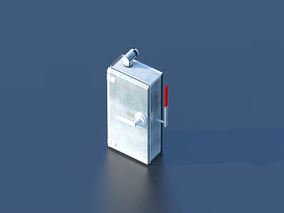 Industrial Metal Equipment Control Box With Port And Red Switch Design 3d model