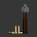 Silver Metal Revolver With Brown Wooden Grip And Bullets On Dark Background