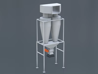 Industrial Cyclone Separator With Dual Cone Metal Frame Square Top Inlet And Bottom Outlet 3d model