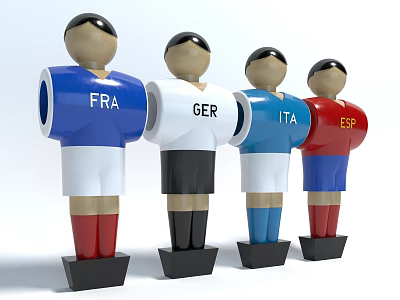 Toy Dolls Wearing FRA GER ITA ESP National Team Colored Jerseys 3d model