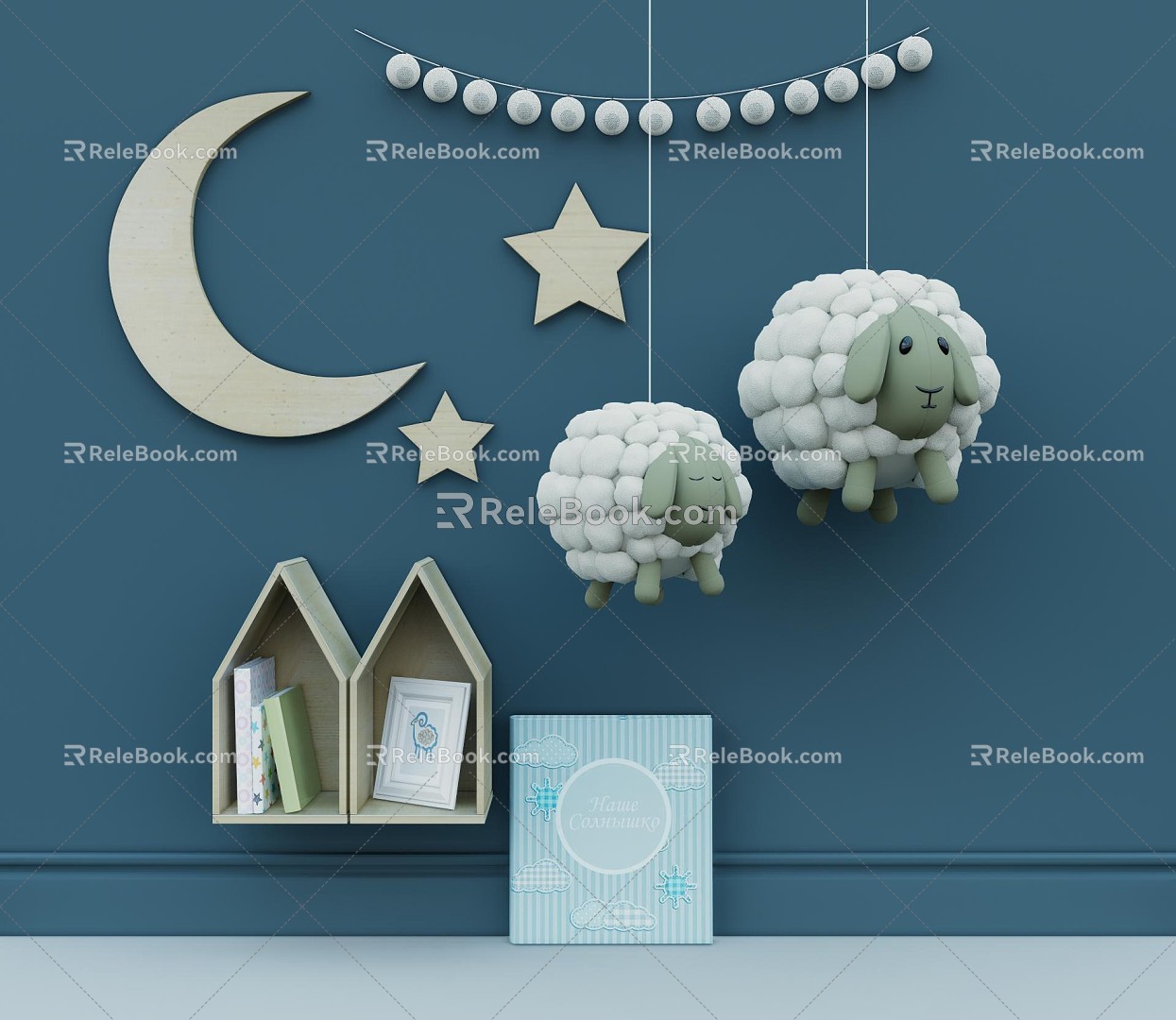 Modern ornaments combination children's lamb toy model