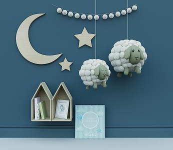 Modern ornaments combination children's lamb toy 3d model