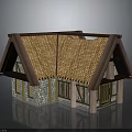 Traditional Cottage Architecture With Thatch Roof Stone And Wooden Walls Wooden Framed Windows