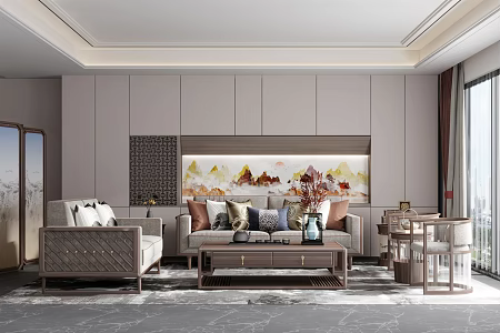 New Chinese Living Room 3d model