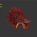Spiky Purple Yellow Marine Creature With Open Mouth And Sharp Spines