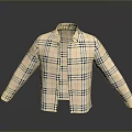 Classic Beige Plaid Overshirt With Collared Neckline And Long Sleeves