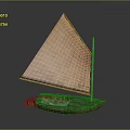 Vintage Sailboat Model With Wooden Hull Tan Sail And Detailed Craftsmanship Design