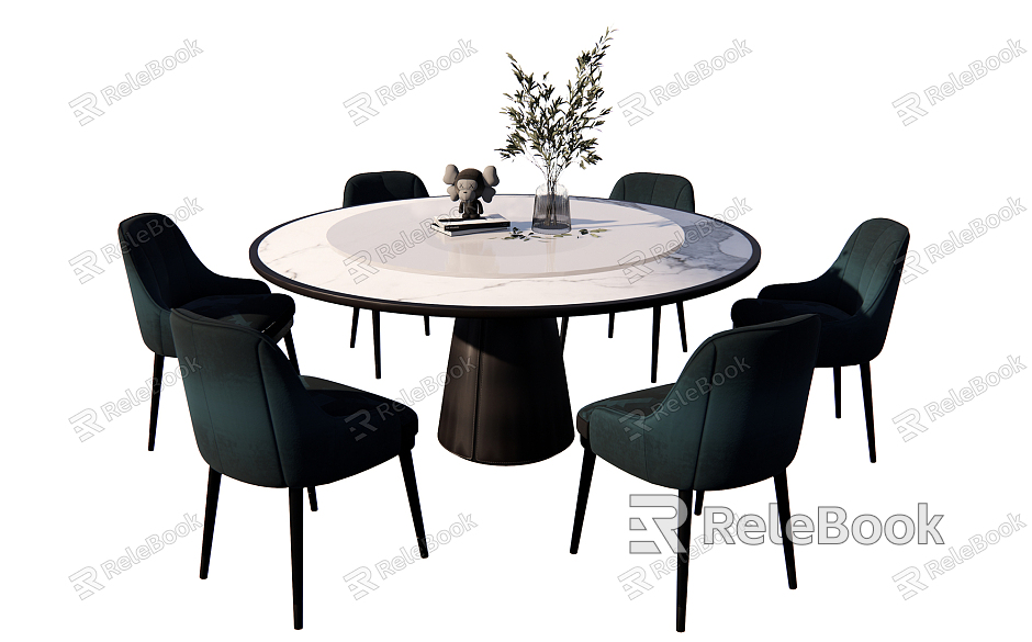 Modern Dining Table and Chair Combination Round Dining Table model