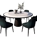 Modern Dining Table and Chair Combination Round Dining Table 3d model