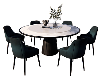 Modern Dining Table and Chair Combination Round Dining Table 3d model