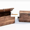 Vintage Wooden Boxes With Open Lid And Closed Design Featuring Metal Latches
