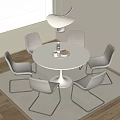 Modern Dining Table and Chair Combination Chandelier Decoration Biscuits 3d model