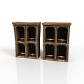 Double Brown Wooden Cabinets With Mesh Doors And Multi Layer Shelves