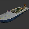 Blue Hull Yacht With Deck Rope And Interior Details