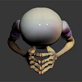 3D Alien Character With Large Head And Clasped Hands In Colorful Outfit