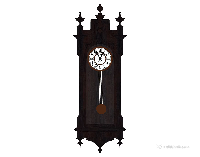 Vintage Wooden Grandfather Clock With Ornate Design White Dial And Pendulum 3d model 