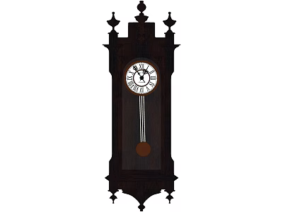 Vintage Wooden Grandfather Clock With Ornate Design White Dial And Pendulum 3d model